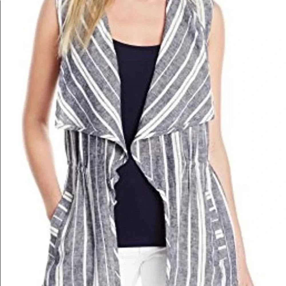 Chaus Women’s Anorak Striped Linen Vest